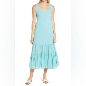 Caslon teal maxi dress and ruffled tiered hem